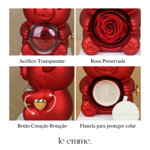 Colar Personalizado Nome Coração Urso E Embalagem de Presente