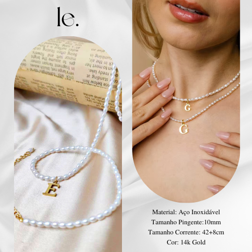 Colar Pérola Letra Inicial | Personalizado