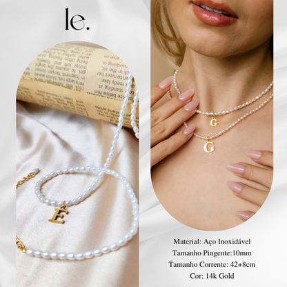 Colar Pérola Letra Inicial | Personalizado