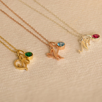 Colar Letra Inicial com Pedra | Personalizado