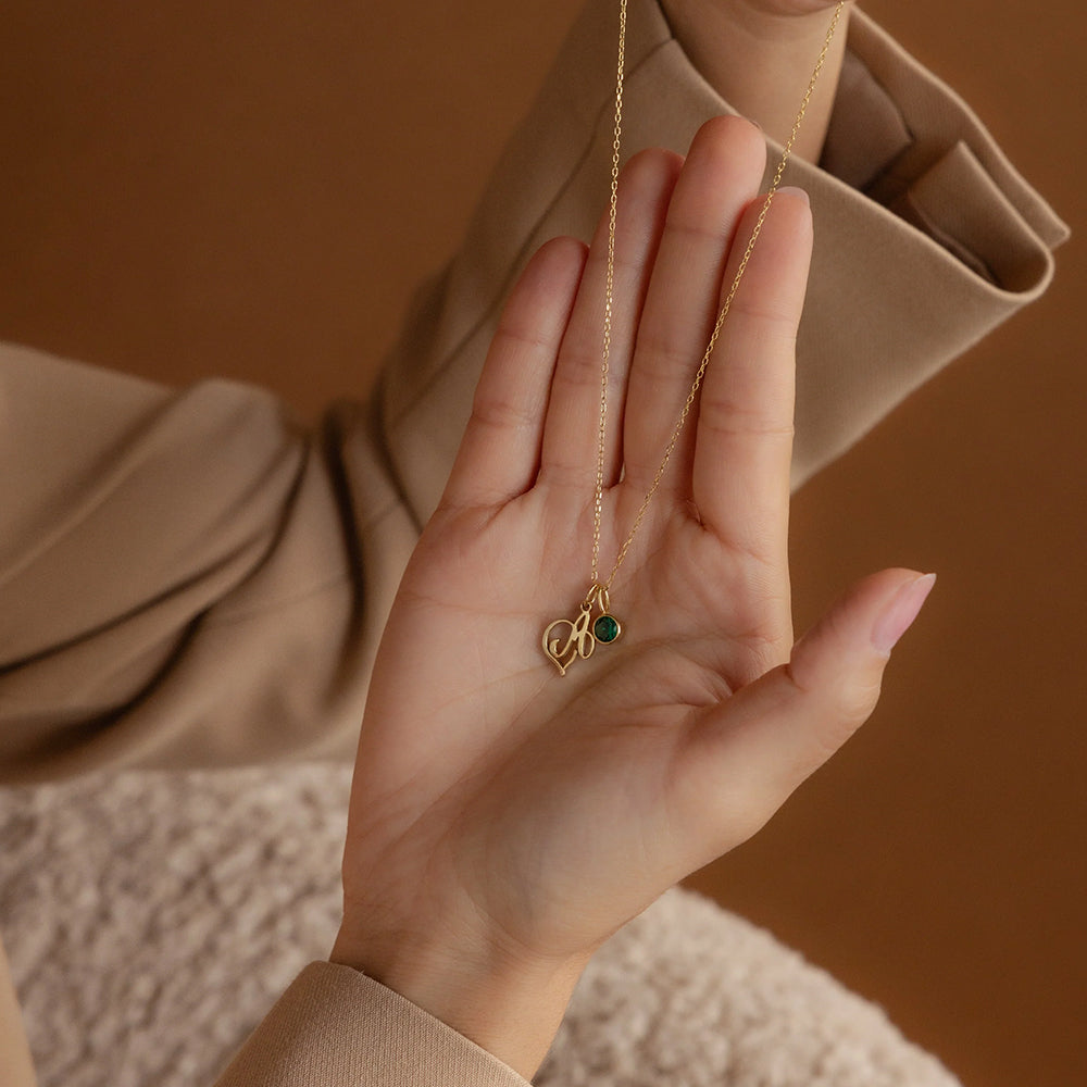 Colar Letra Inicial com Pedra | Personalizado