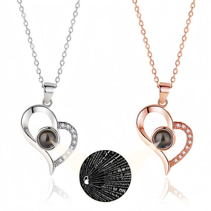 Colar Eu Te Amo 100 idiomas Caixa com Laço