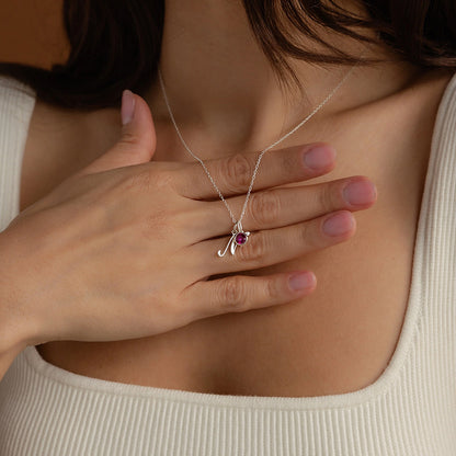 Colar Letra Inicial com Pedra | Personalizado