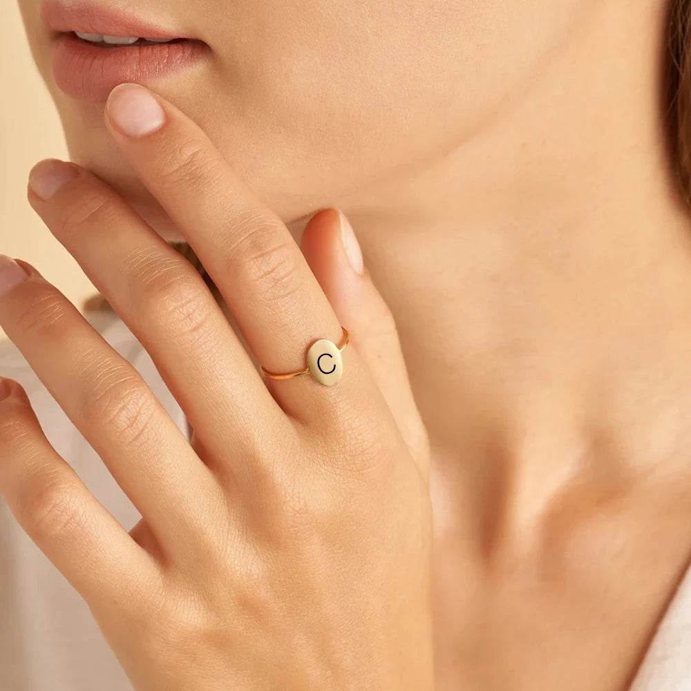 Anel Oval Inicial | Personalizado