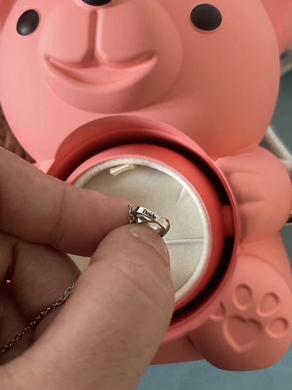 Colar Personalizado Nome Coração Urso E Embalagem de Presente