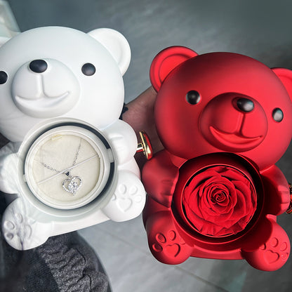 Colar Personalizado Nome Coração Urso E Embalagem de Presente