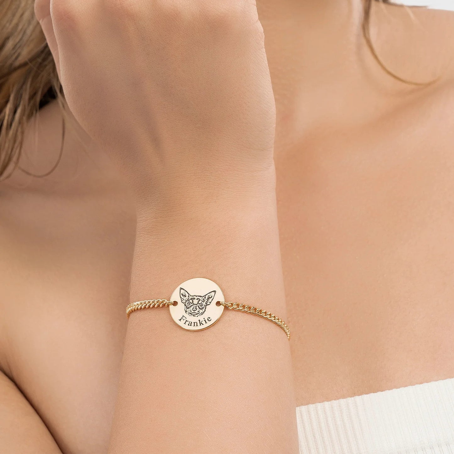 Pulseira Cubana Retrato Pet | Personalizado