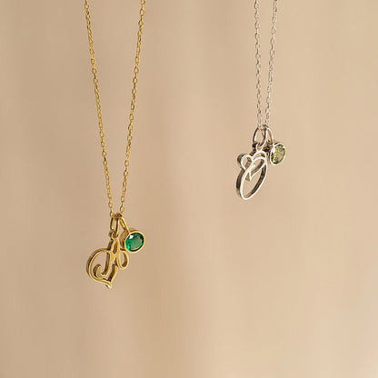 Colar Letra Inicial com Pedra | Personalizado